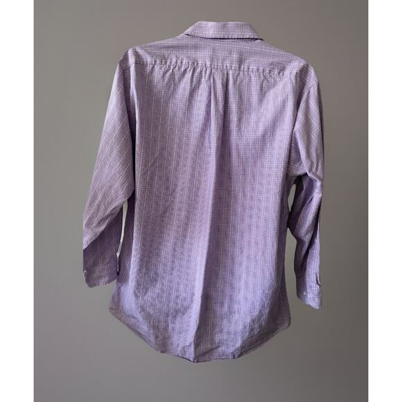 Vintage Dockers Long Sleeve Purple Plaid Cotton No Iron Shirt XL 17/17.5 34/35 - Picture 2 of 7